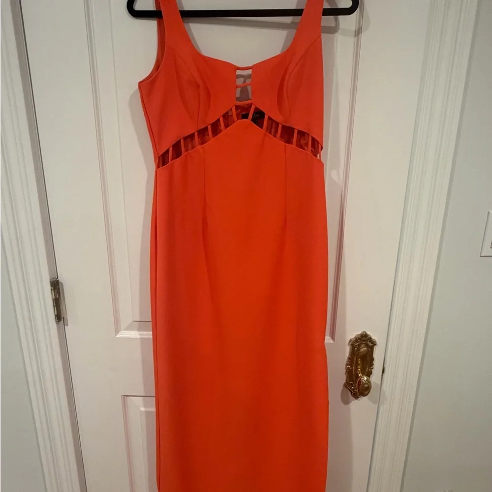 Aidan Mattox Vibrant Orange Maxi Dress - Picture 2 of 6